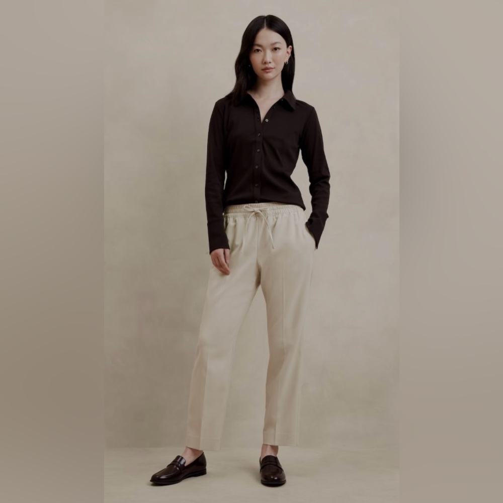Banana Republic Cream Pull-On Pants Petite